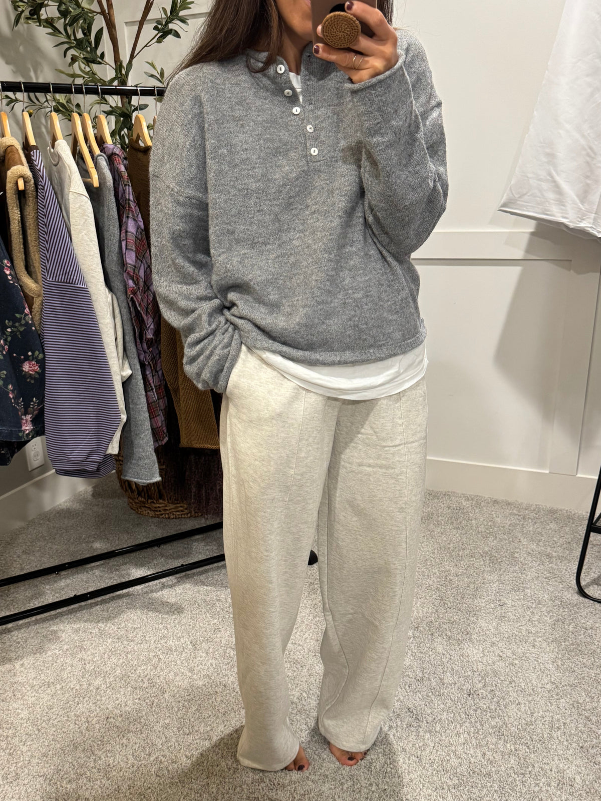 Zola Henley Sweater | Heather Gray