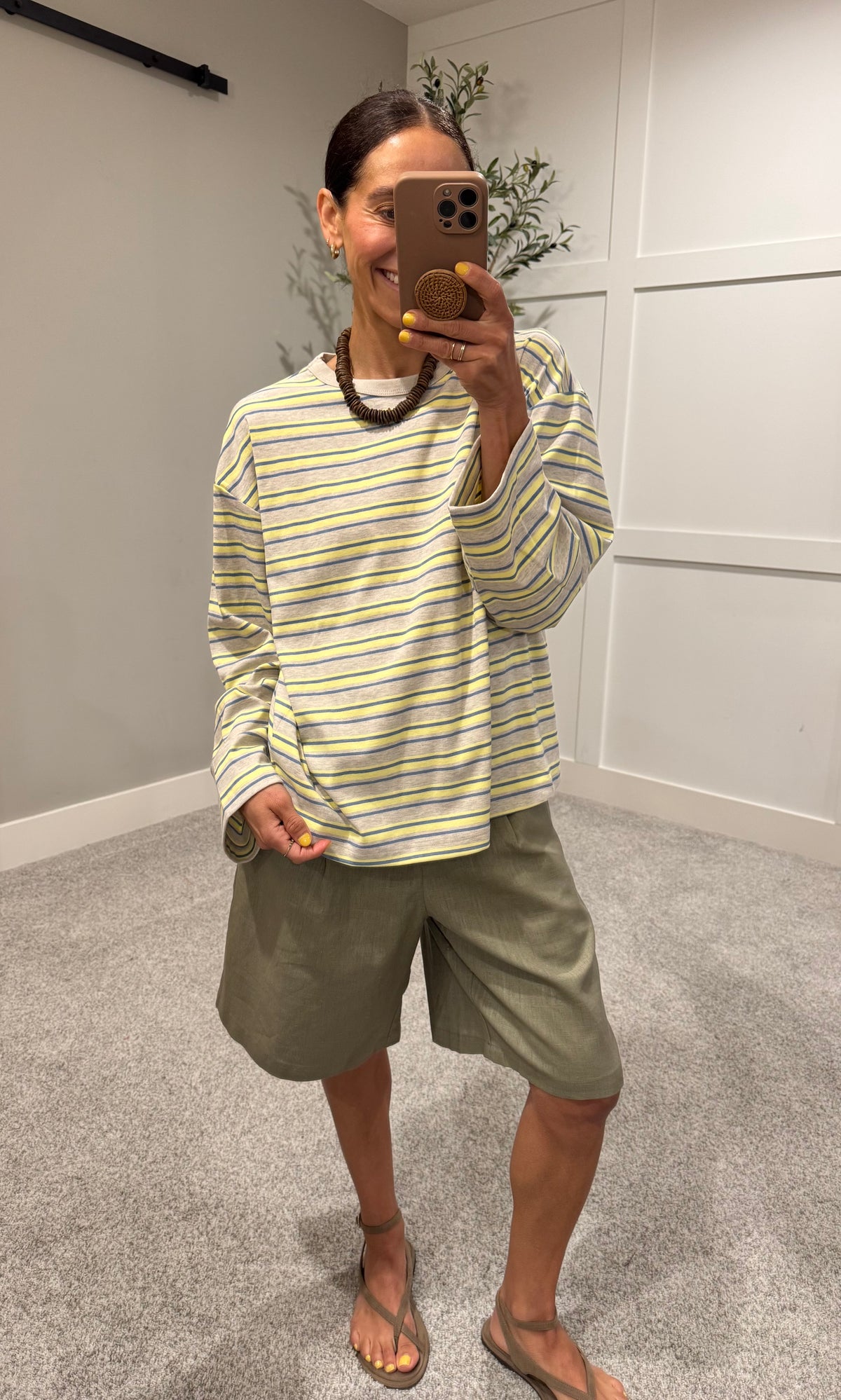 Summer Striped Long Sleeve Top | Lemon + Blue