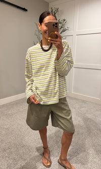 Summer Striped Long Sleeve Top | Lemon + Blue