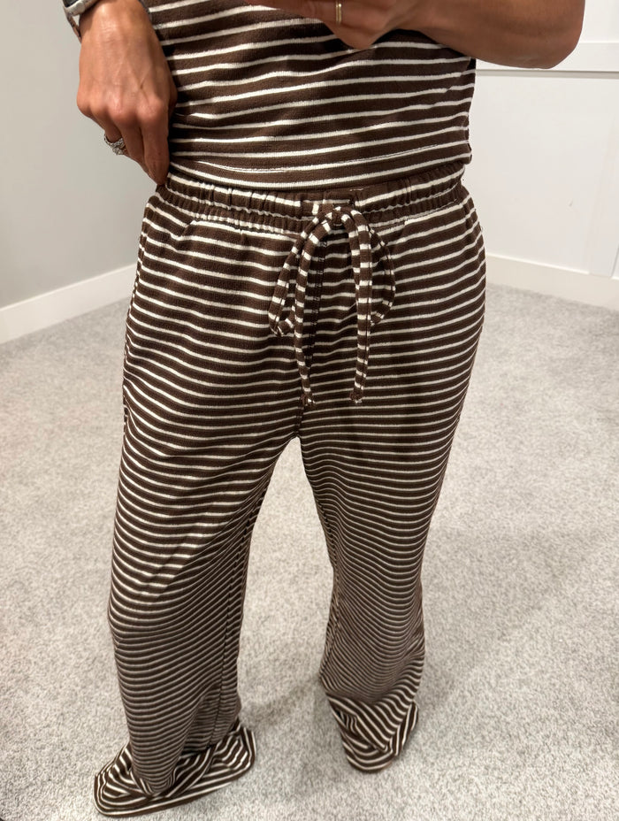 French Terry Striped Pants | Brown/Cream