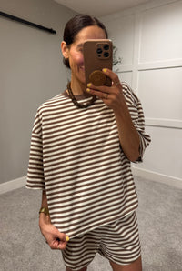 Lena Striped set | Cream/Brown