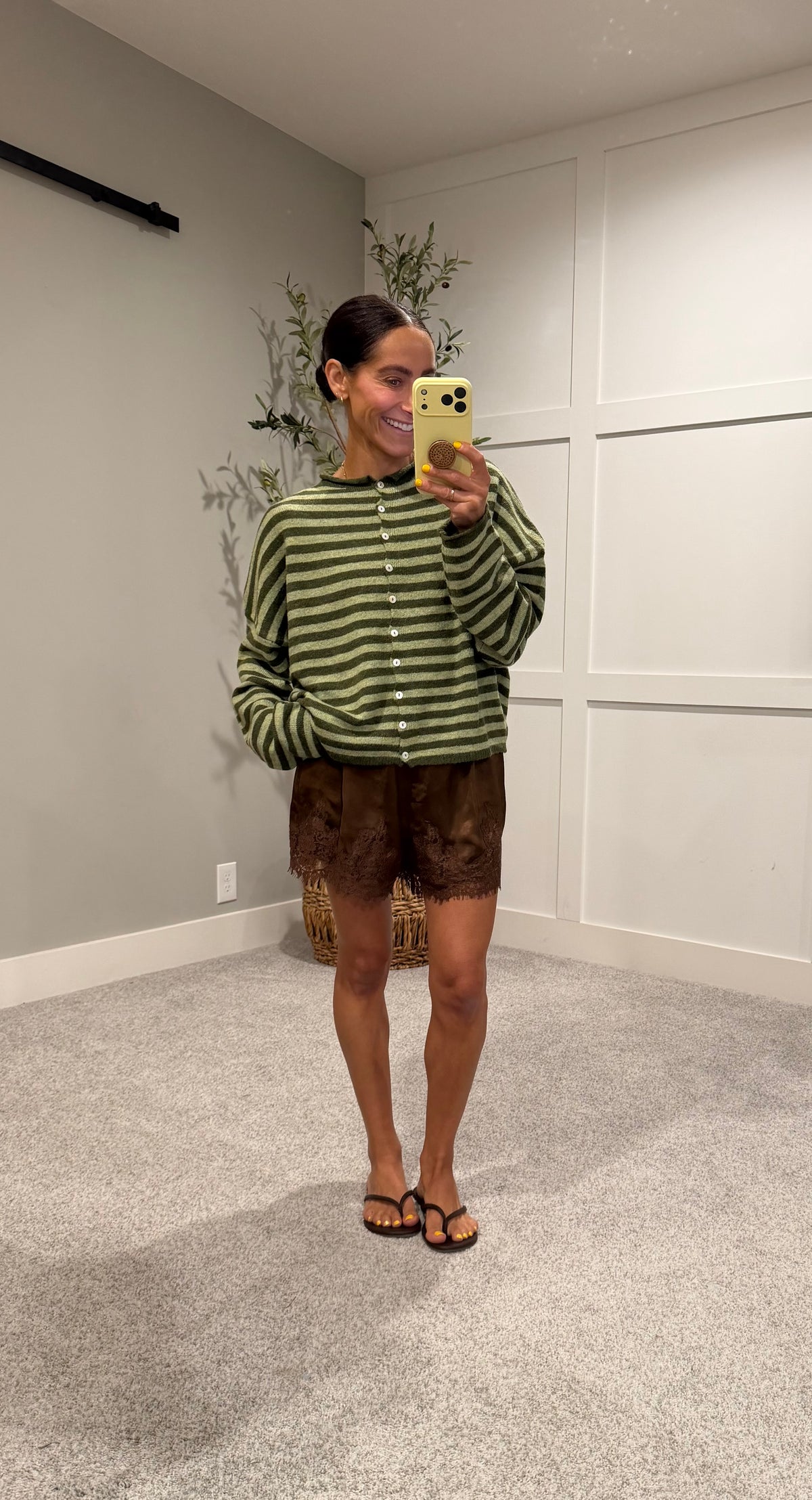 Piper Striped Cardigan | Olive Combo