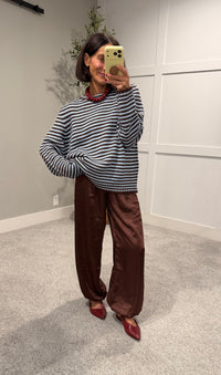 Satin Balloon Pants | Brown