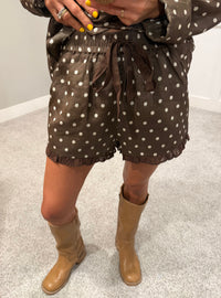 Maggie Polka Dot Collared Set | Brown/Cream