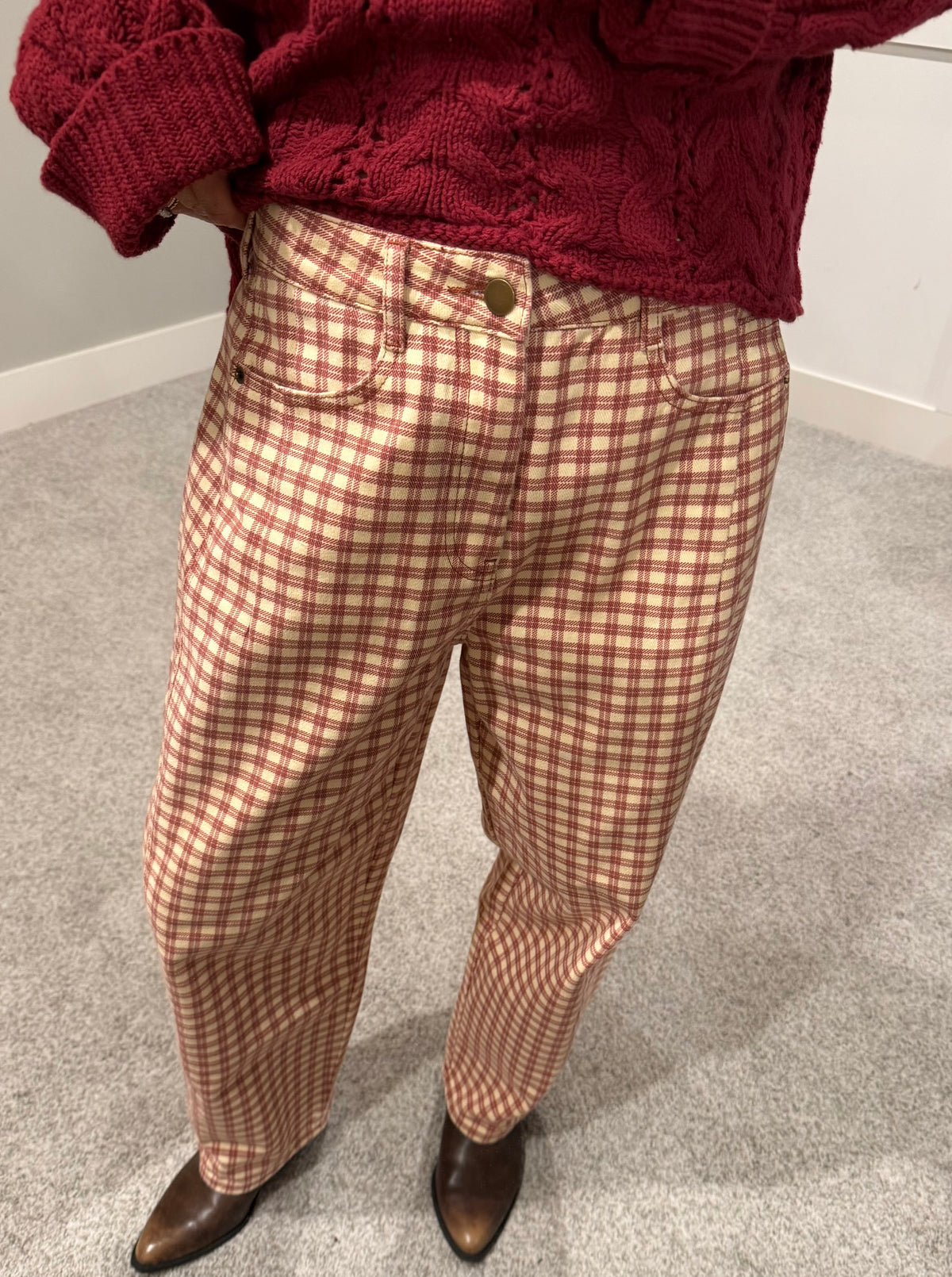Dallas Checkered Barrel Denim | Rosewood