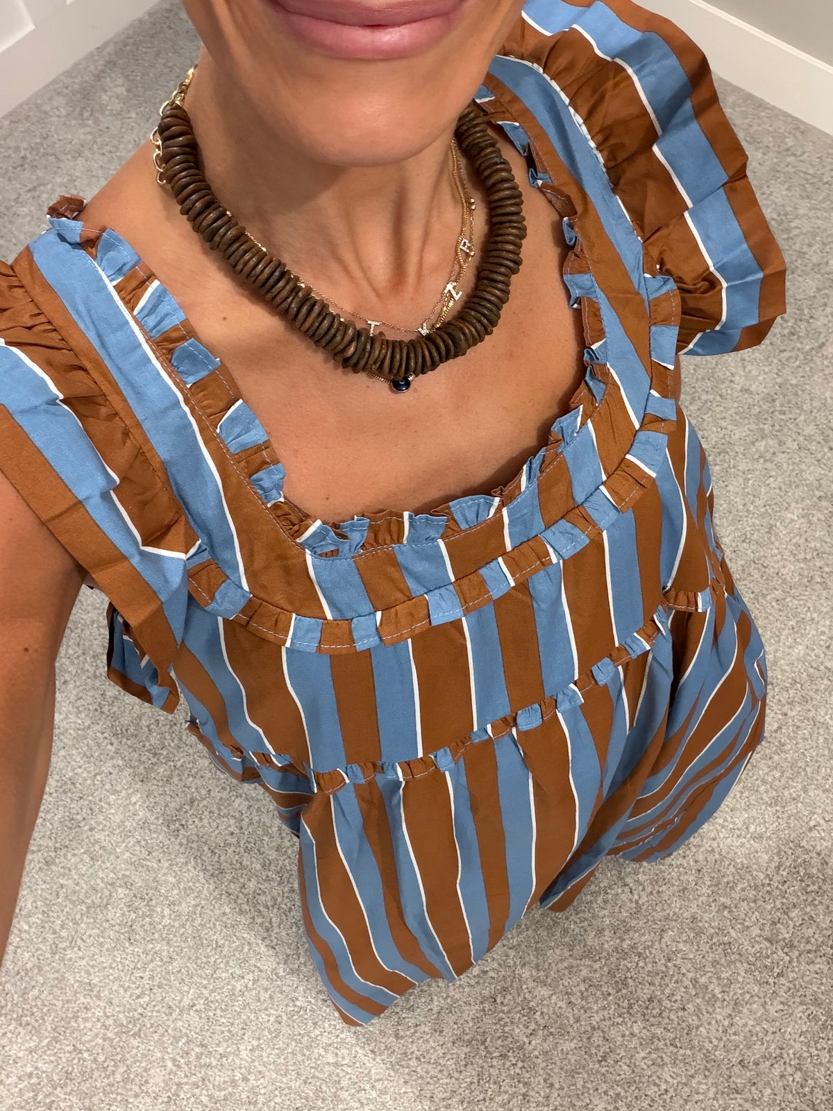 Aspen Chocolate Blue Striped Dress