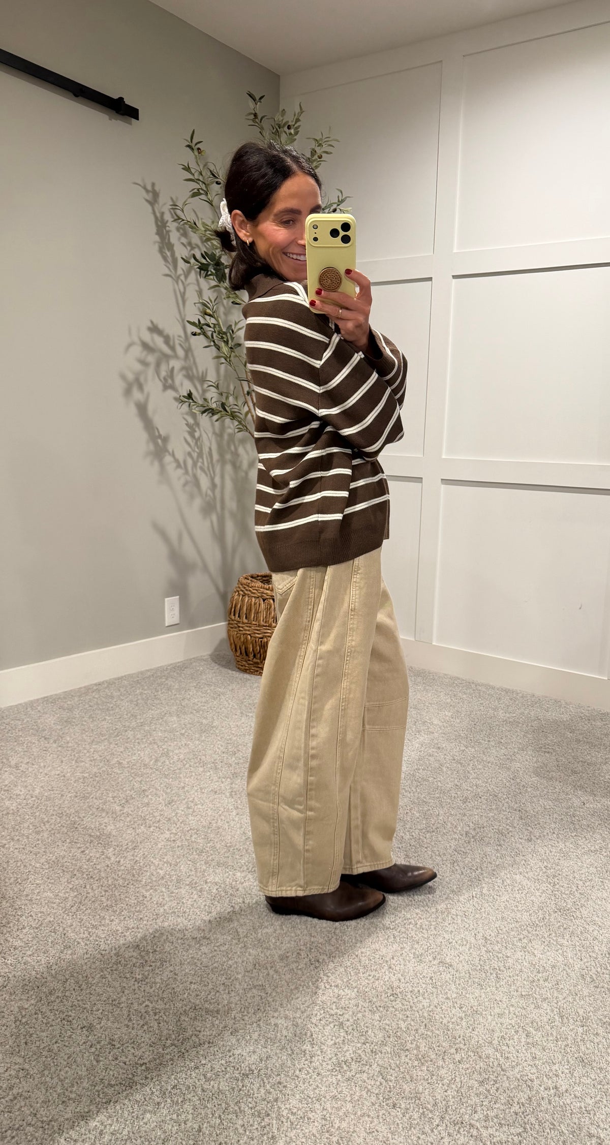 The Nora Sweater Polo | Brown Striped