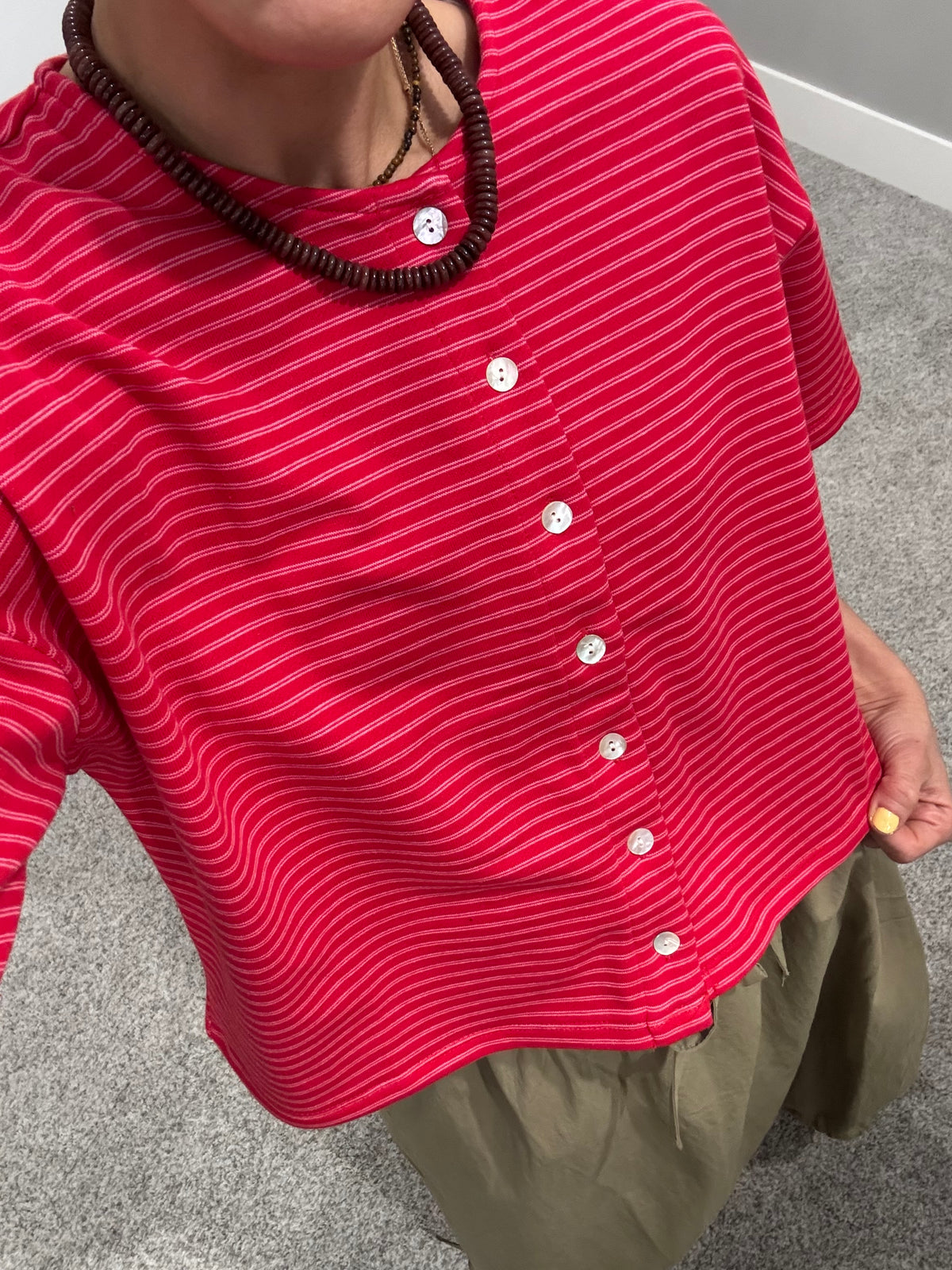 Cherry Pink Striped Top