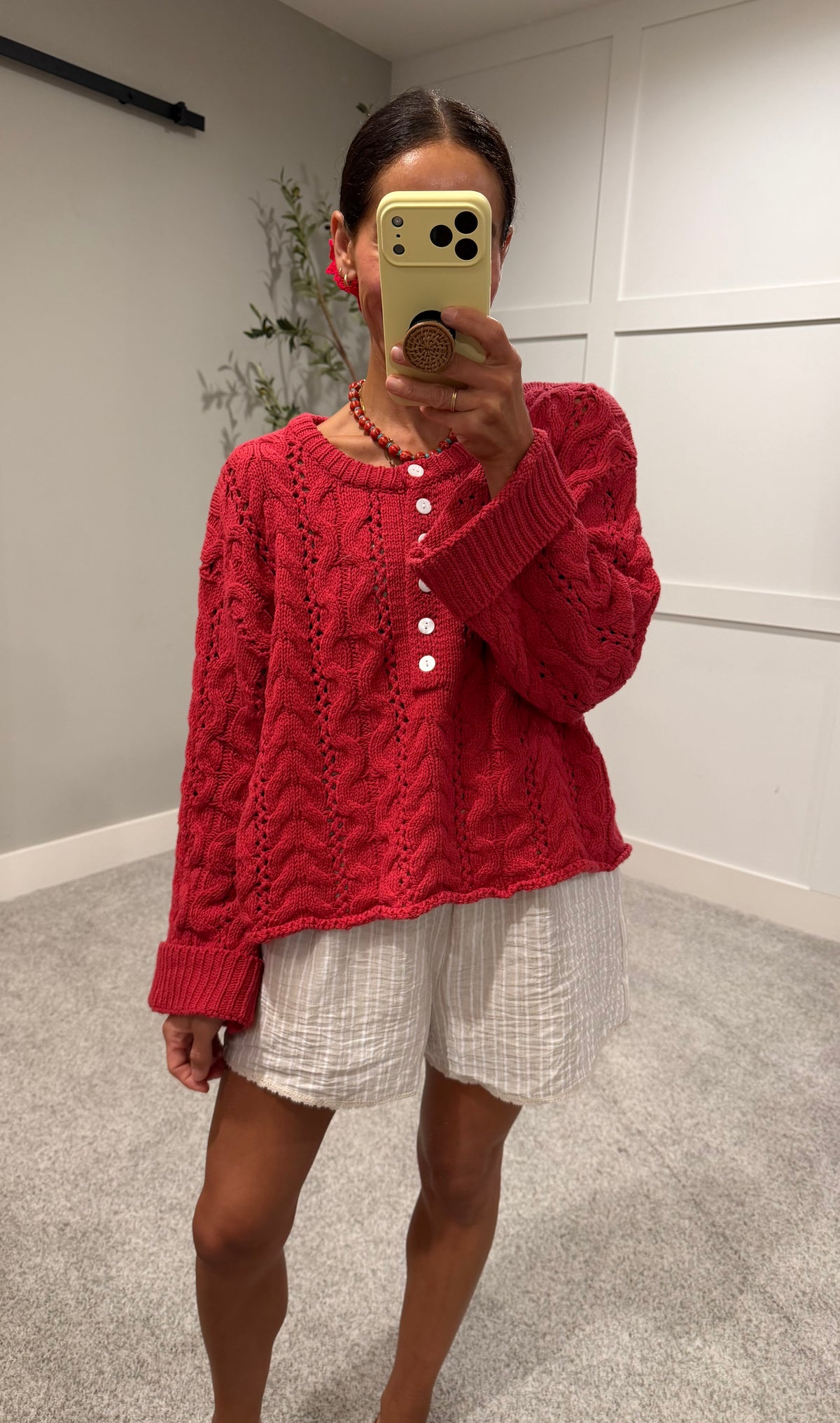 Carrie Cable Knit Sweater | Red