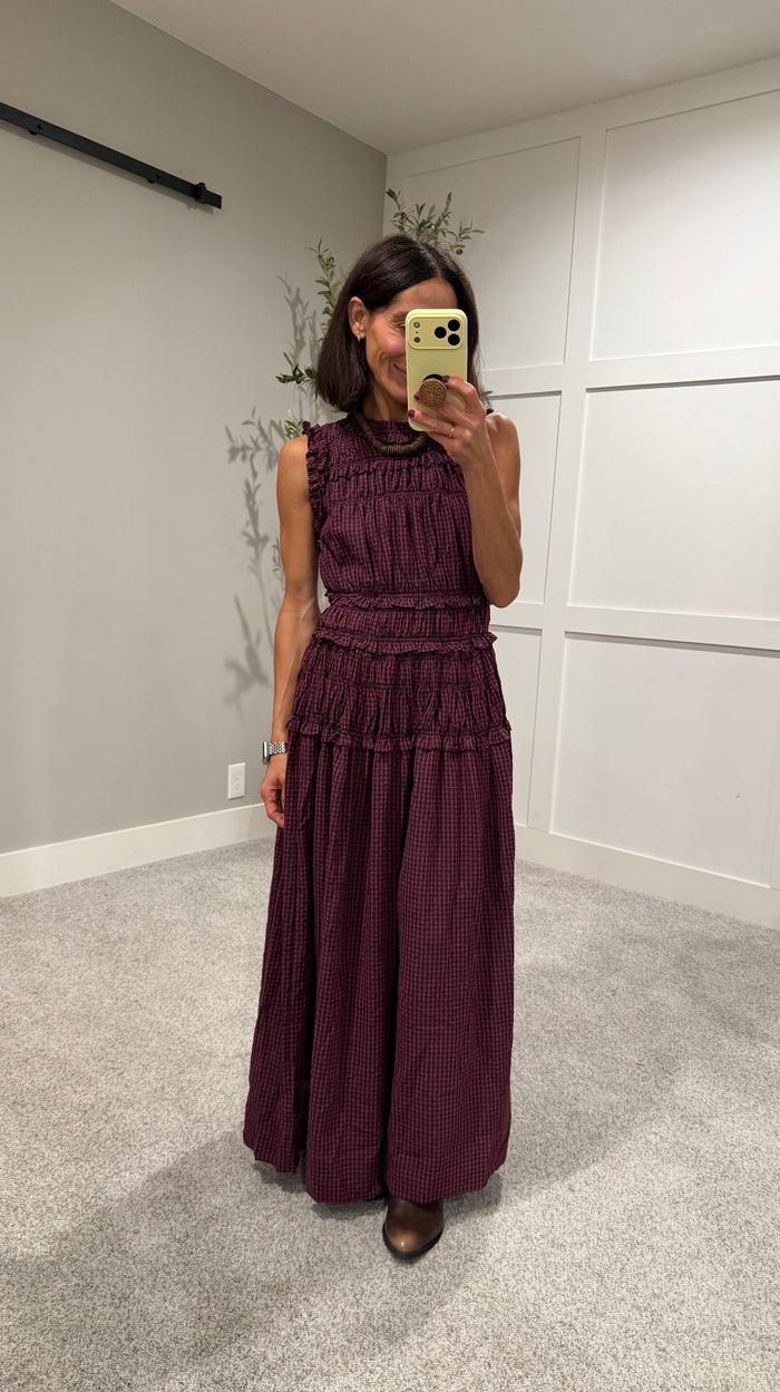 Neily Gingham Maxi | Red/Navy