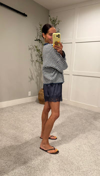 Piper Striped Cardigan | Denim