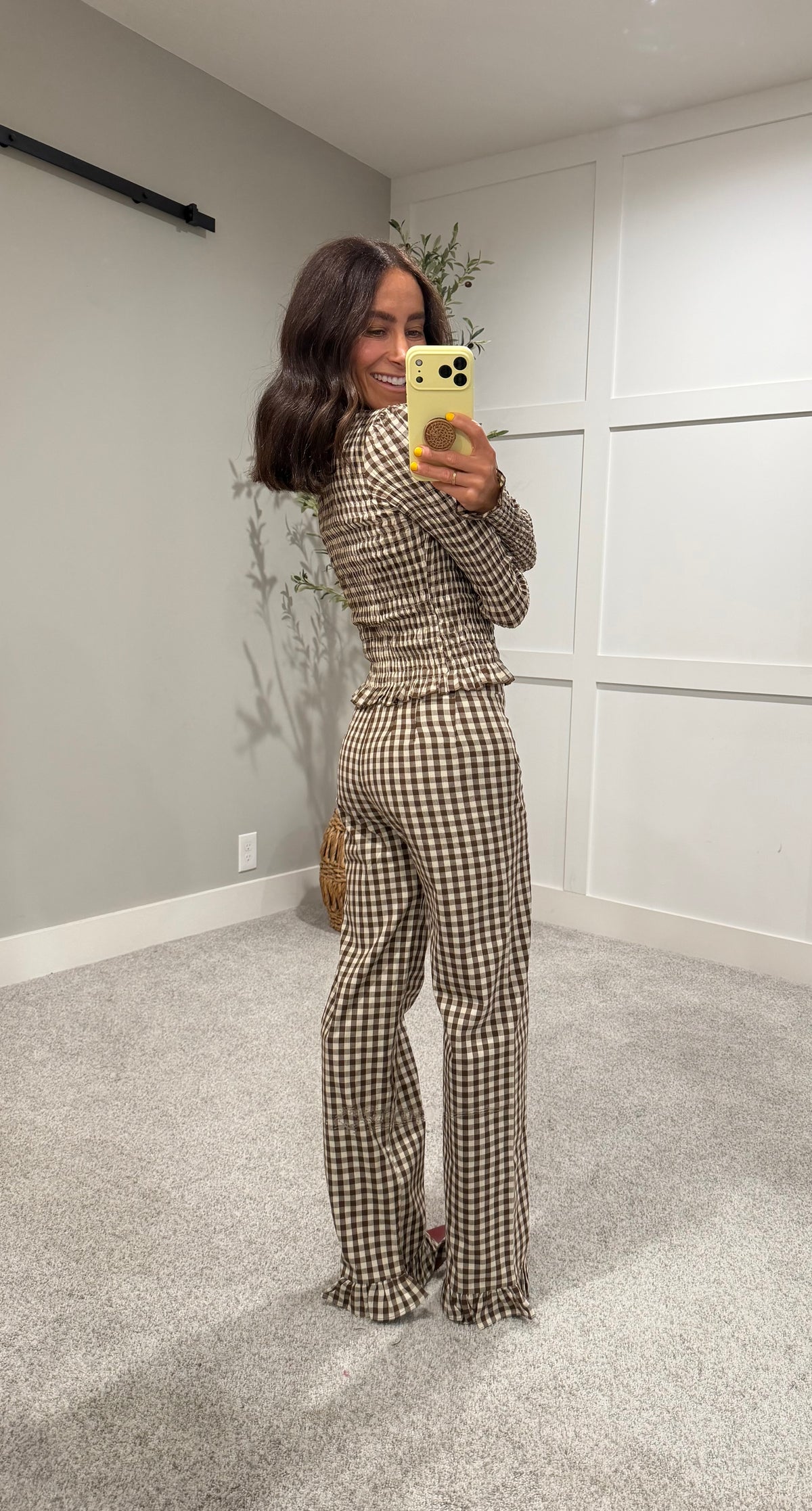 Ashton Top | Brown/Cream Gingham