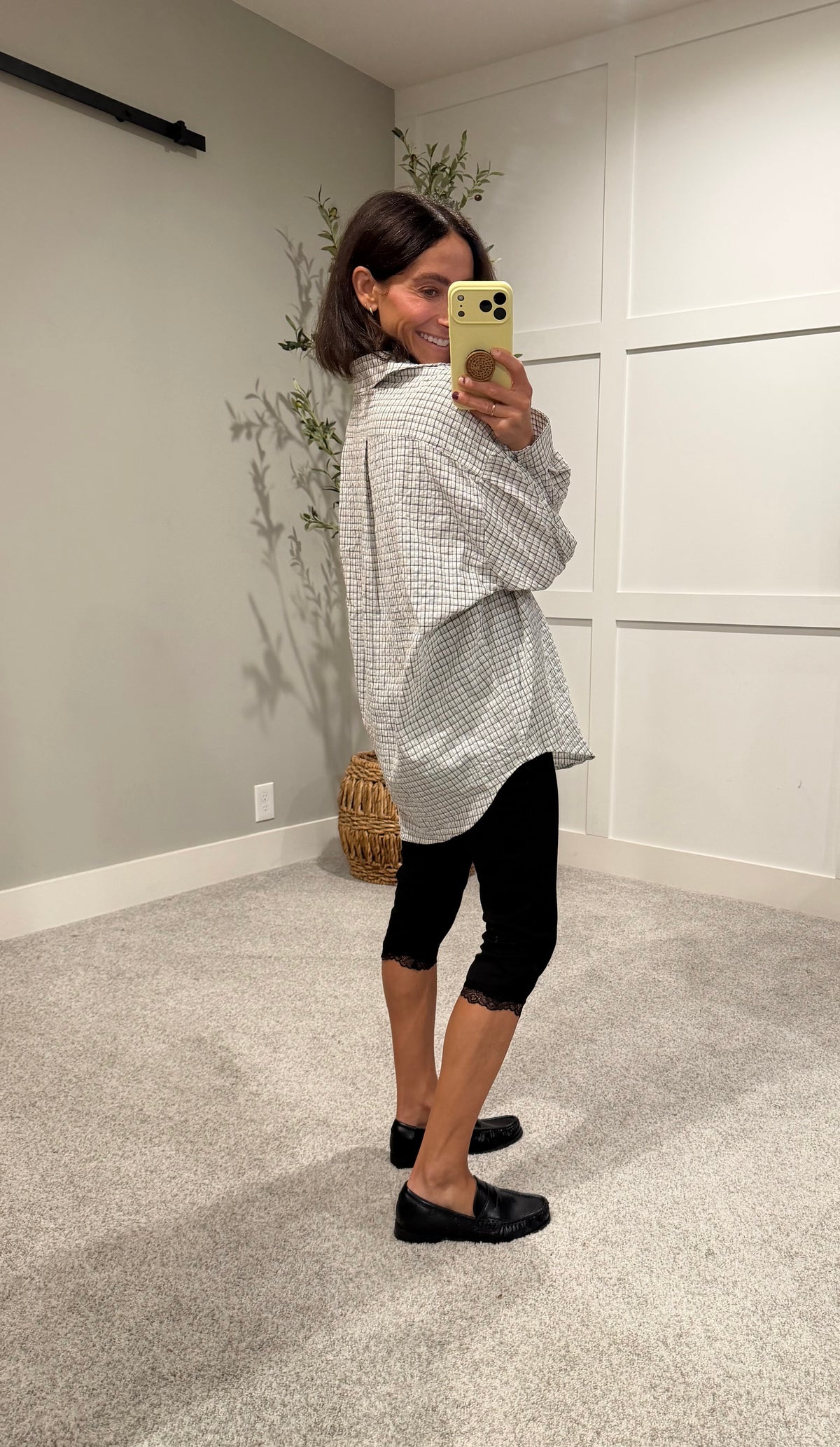 Sammy Oversized Plaid Button-Up | Off White/Black