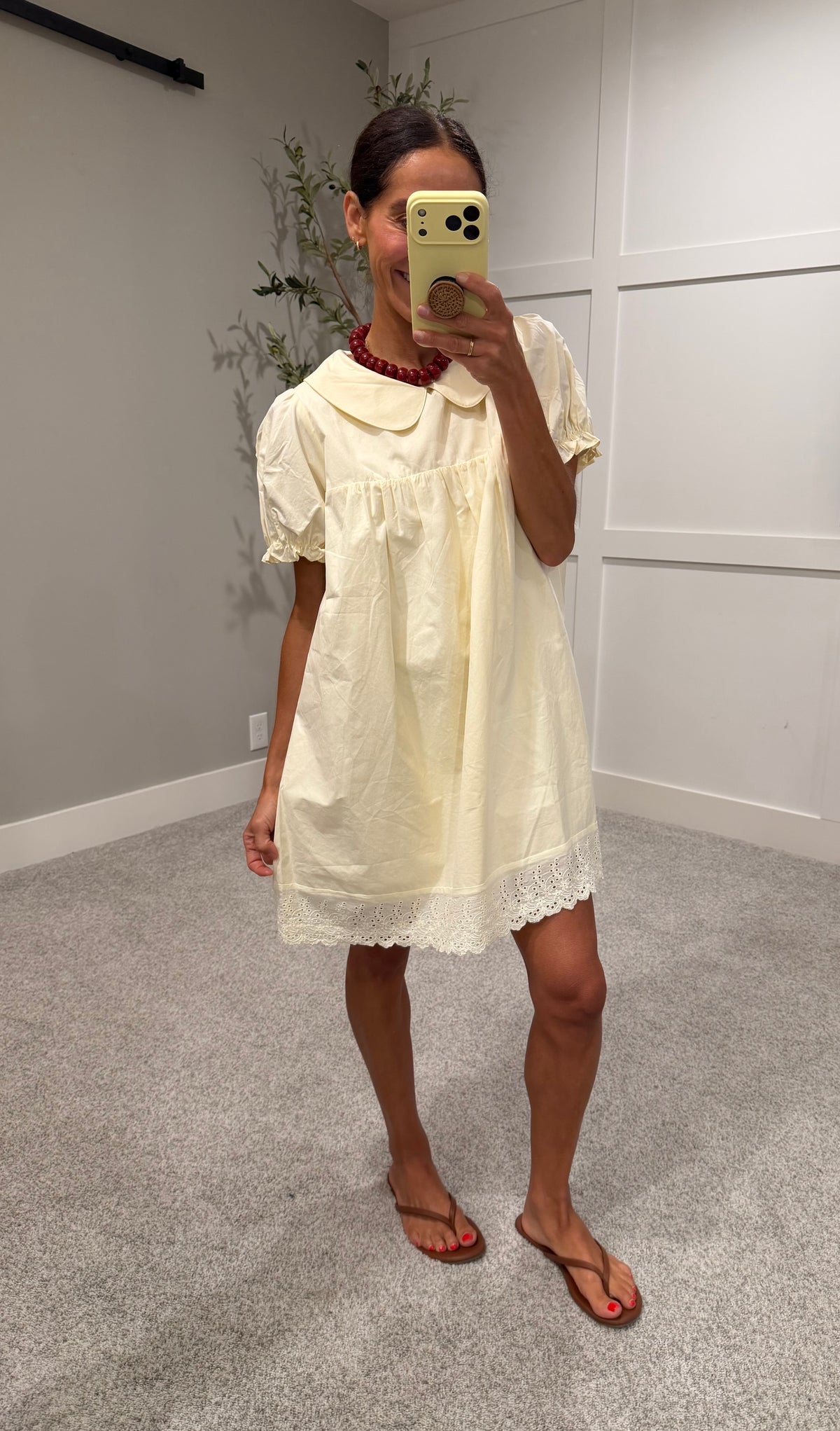 Babydoll Eyelet Dress | Butter Yellow