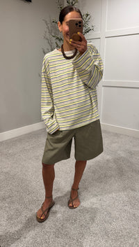 Summer Striped Long Sleeve Top | Lemon + Blue