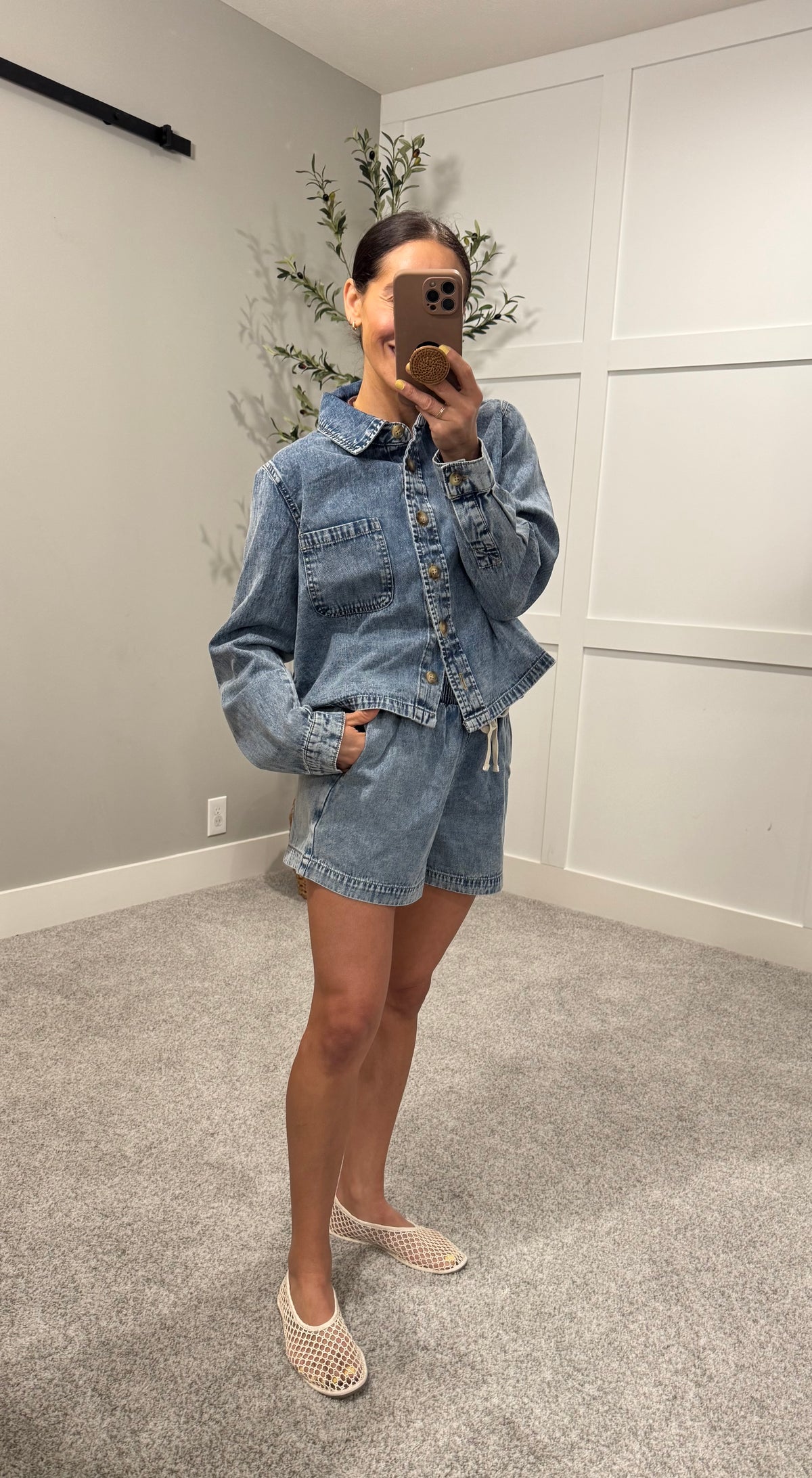 Acid Wash Denim Shorts