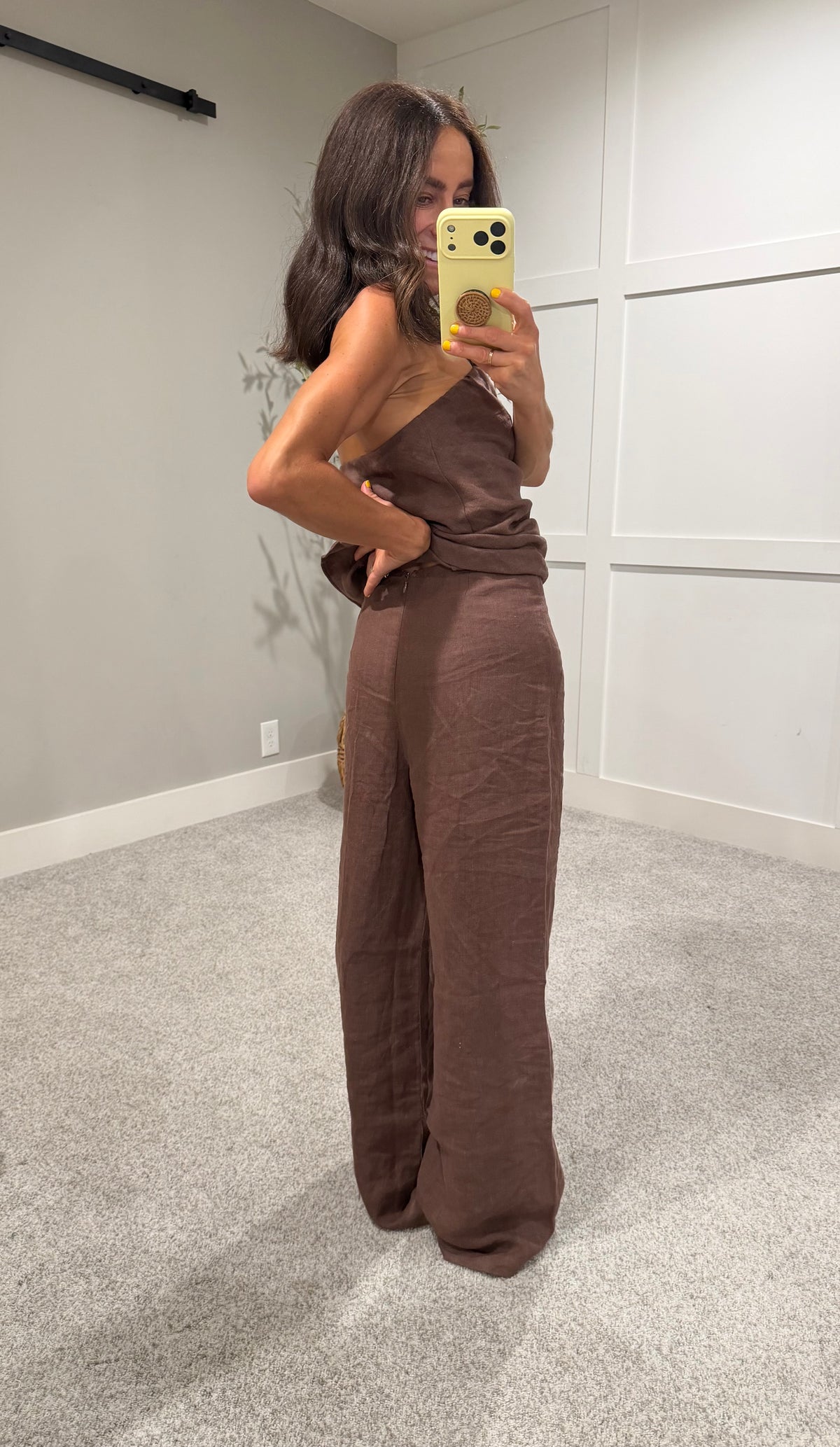 Rita Wide-Leg Linen Pants | Brown
