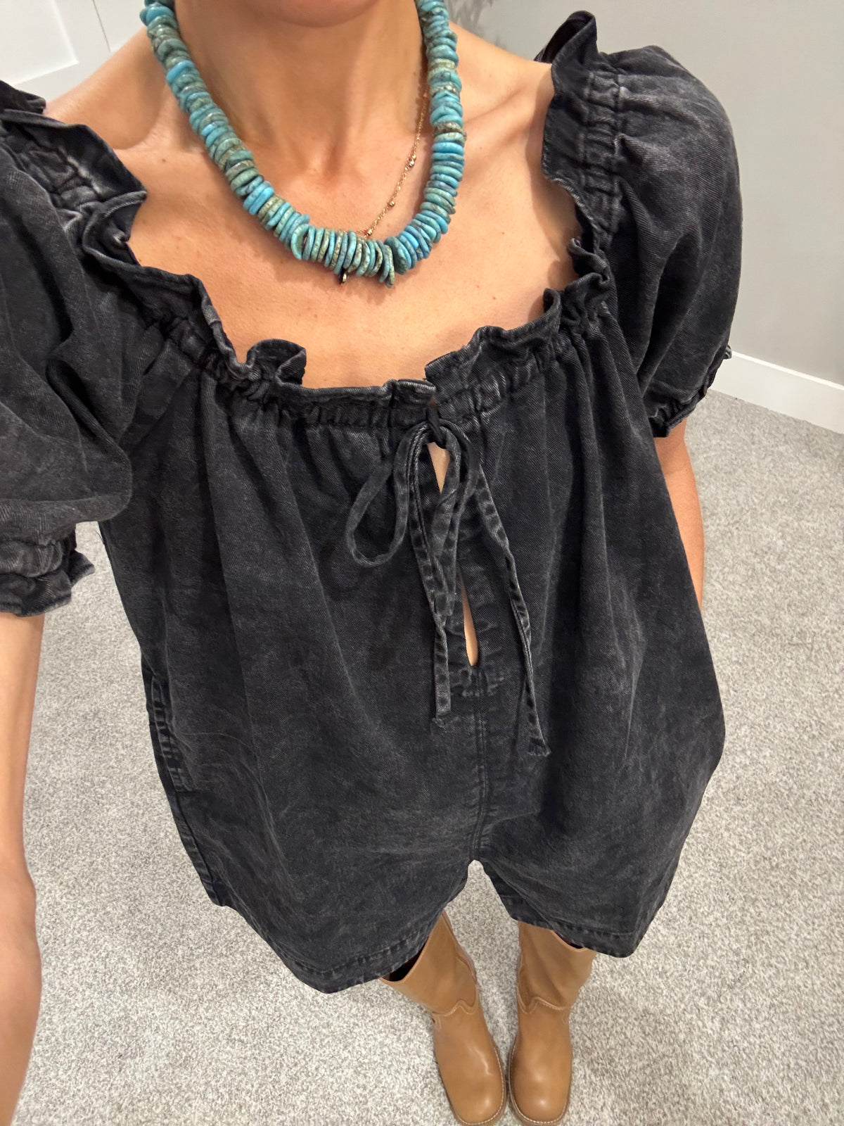 Gia Romper | Washed Black