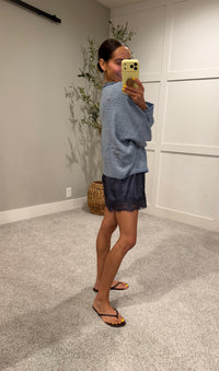 Piper Pinstripe Cardigan | Dusty Blue/White