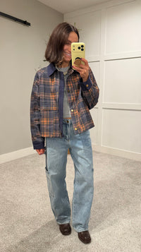 The Sutton Barn Jacket | Navy Multi-Color Plaid