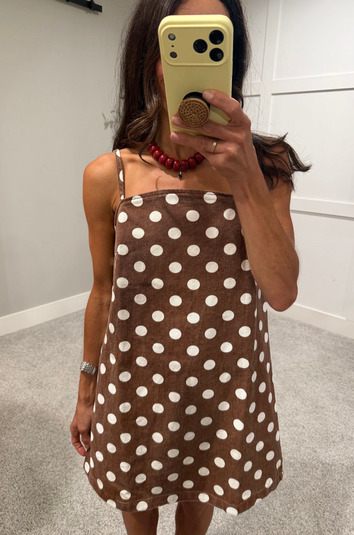 Regina Polka Dot Mini Dress | Brown