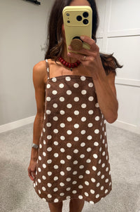 Regina Polka Dot Mini Dress | Brown