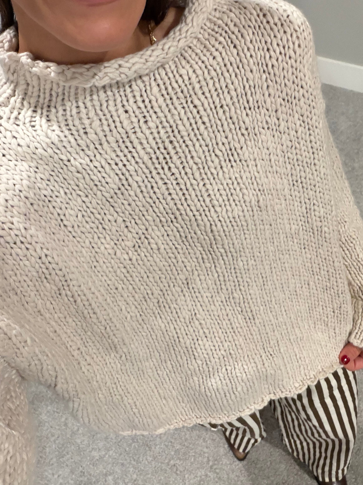The Hazel Mock Neck Rolled Hem Knit Sweater | White Tea