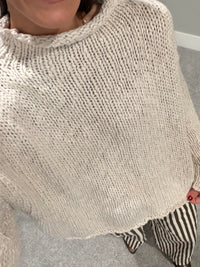 The Hazel Mock Neck Rolled Hem Knit Sweater | White Tea