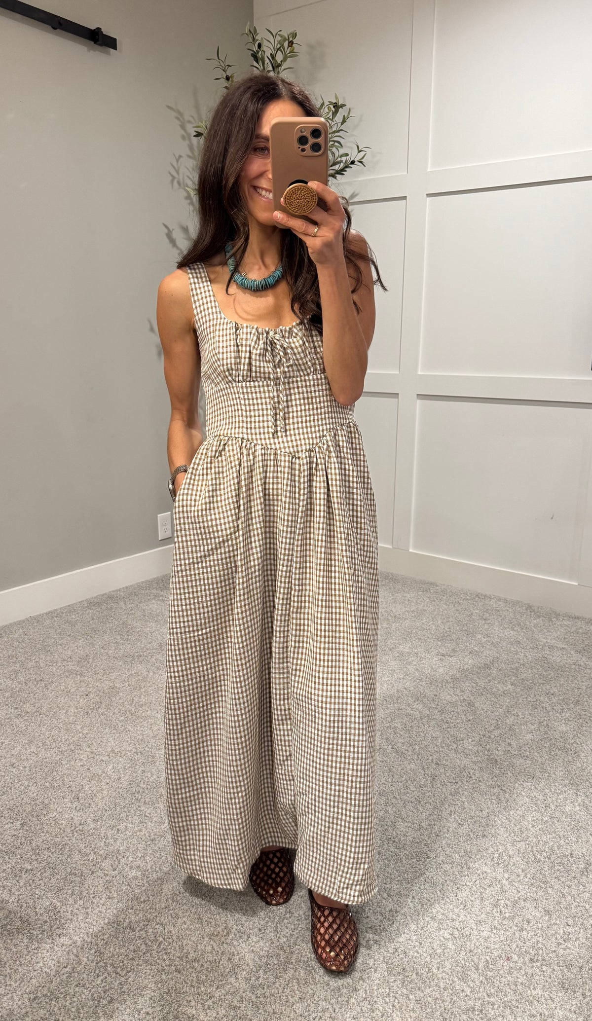 Georgia Dress | Tan/White