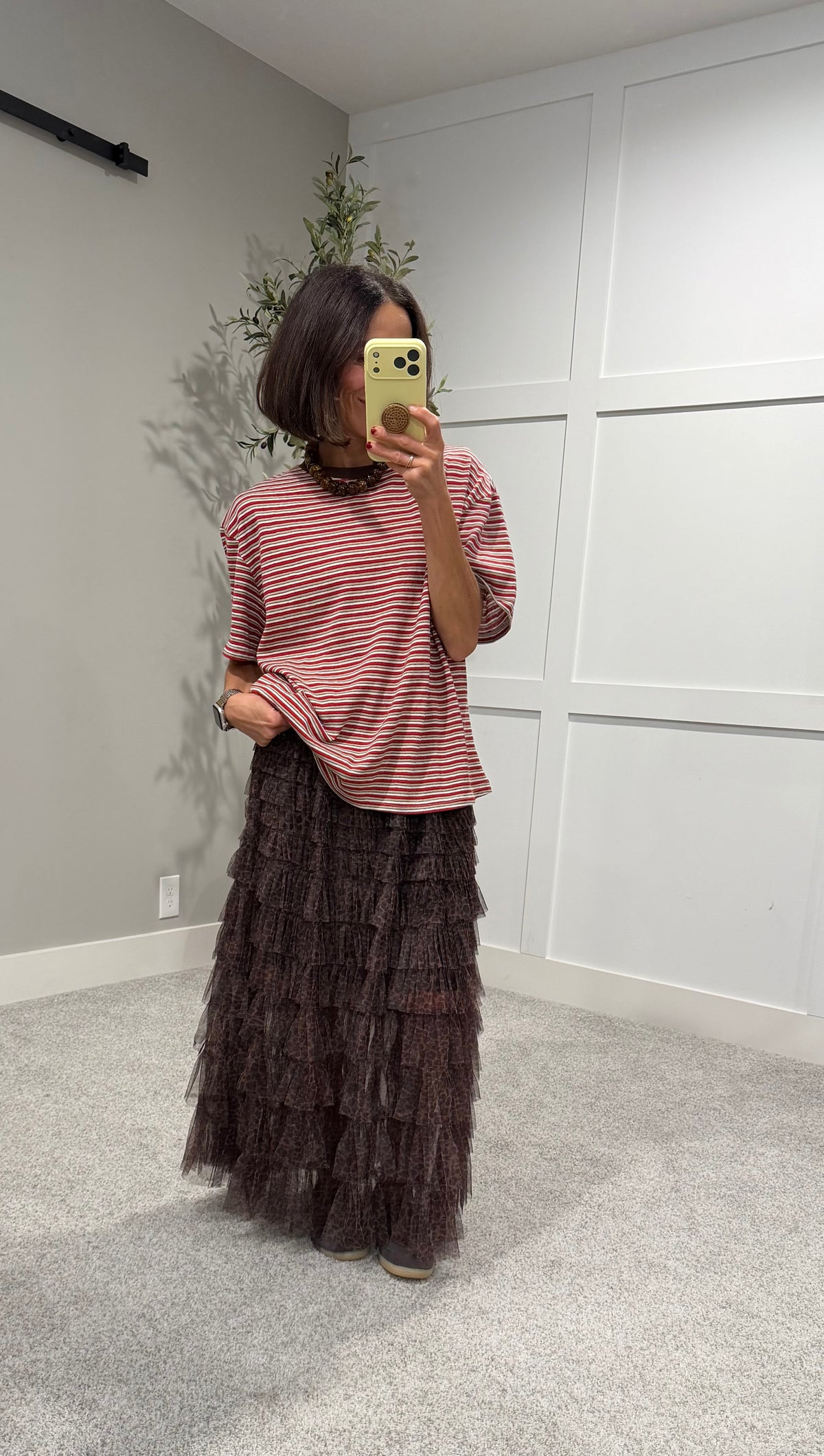 Perfectly Oversized Striped Tee | Red/Brown Stripe