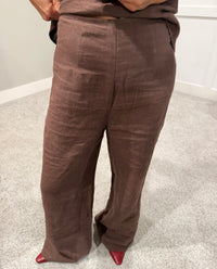 Rita Wide-Leg Linen Pants | Brown
