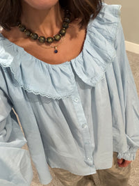 Daphne Ruffle Blouse | Dusty Blue