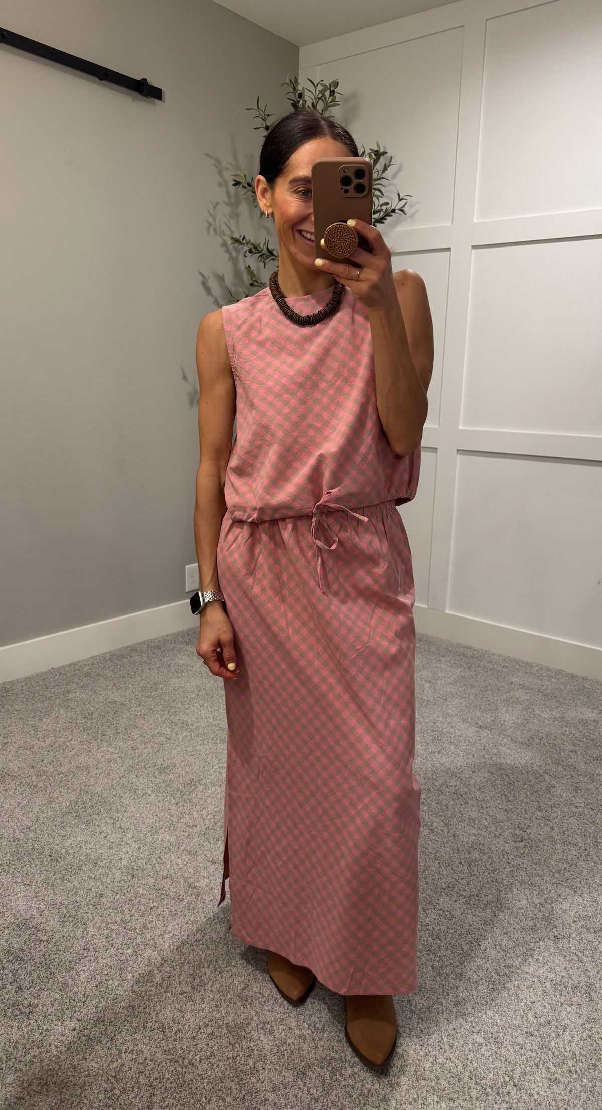 Sally Plaid Set | Pink/Mocha