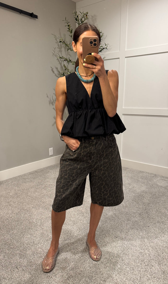 Peplum Bubble Top | Black