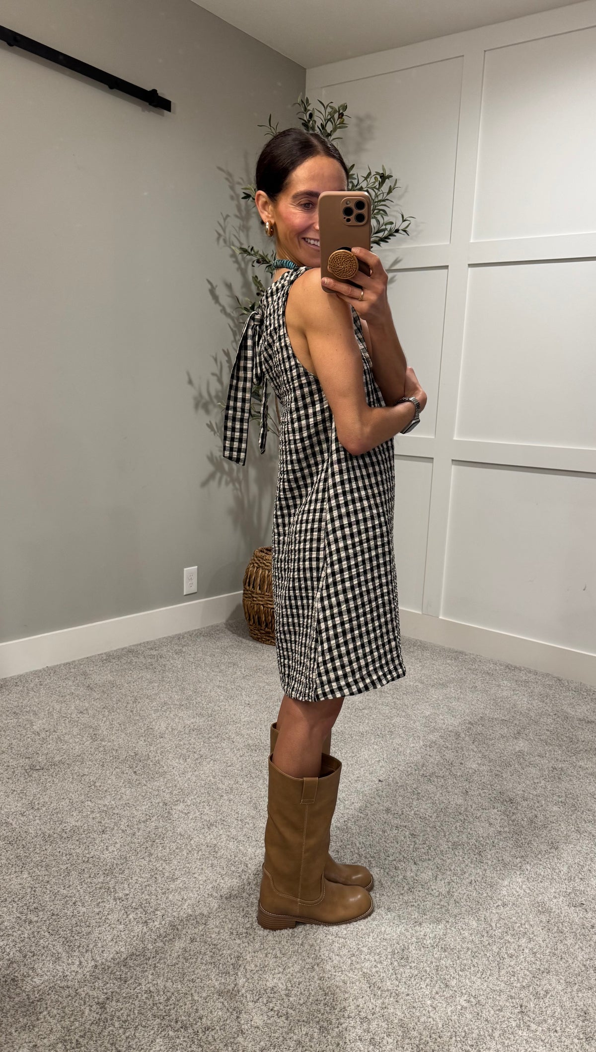 Sandy Gingham Dress | Black/Cream