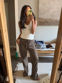 French Terry Striped Set | Brown/Cream