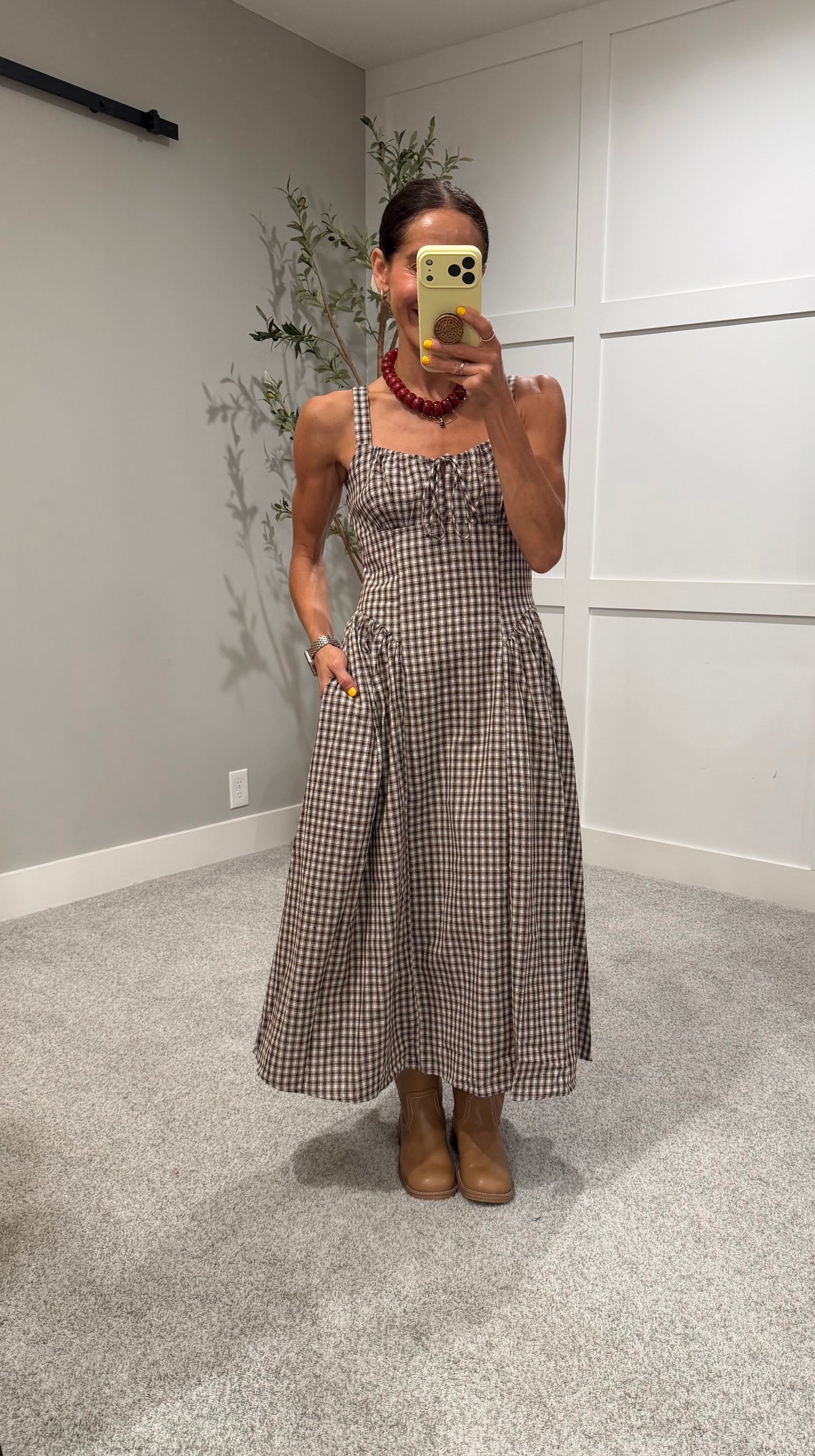 Vivian Checkered Dress | Brown