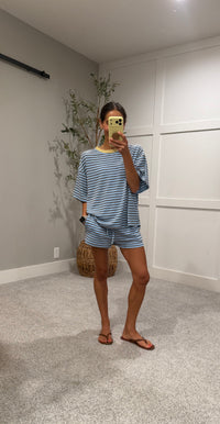 Coffee Run Striped Top | Blue