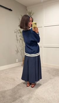 Sutton Varsity Sweater | Navy/White