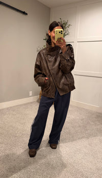 Vegan Leather Jacket | Vintage Brown