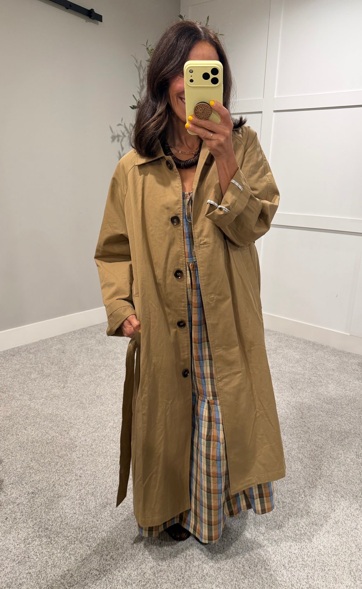 Classic Belted Long Trench Coat | Khaki