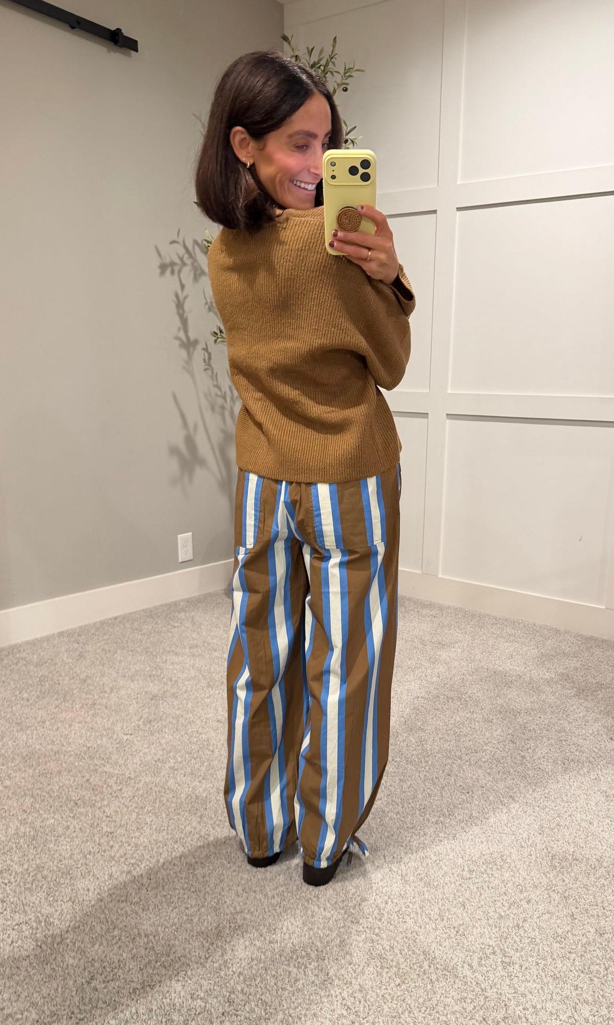 Camilla Striped Pant | Camel/Blue