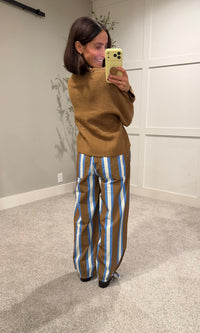Camilla Striped Pant | Camel/Blue