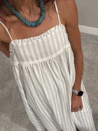 Ella Embroidered Dress | Off White/Grey