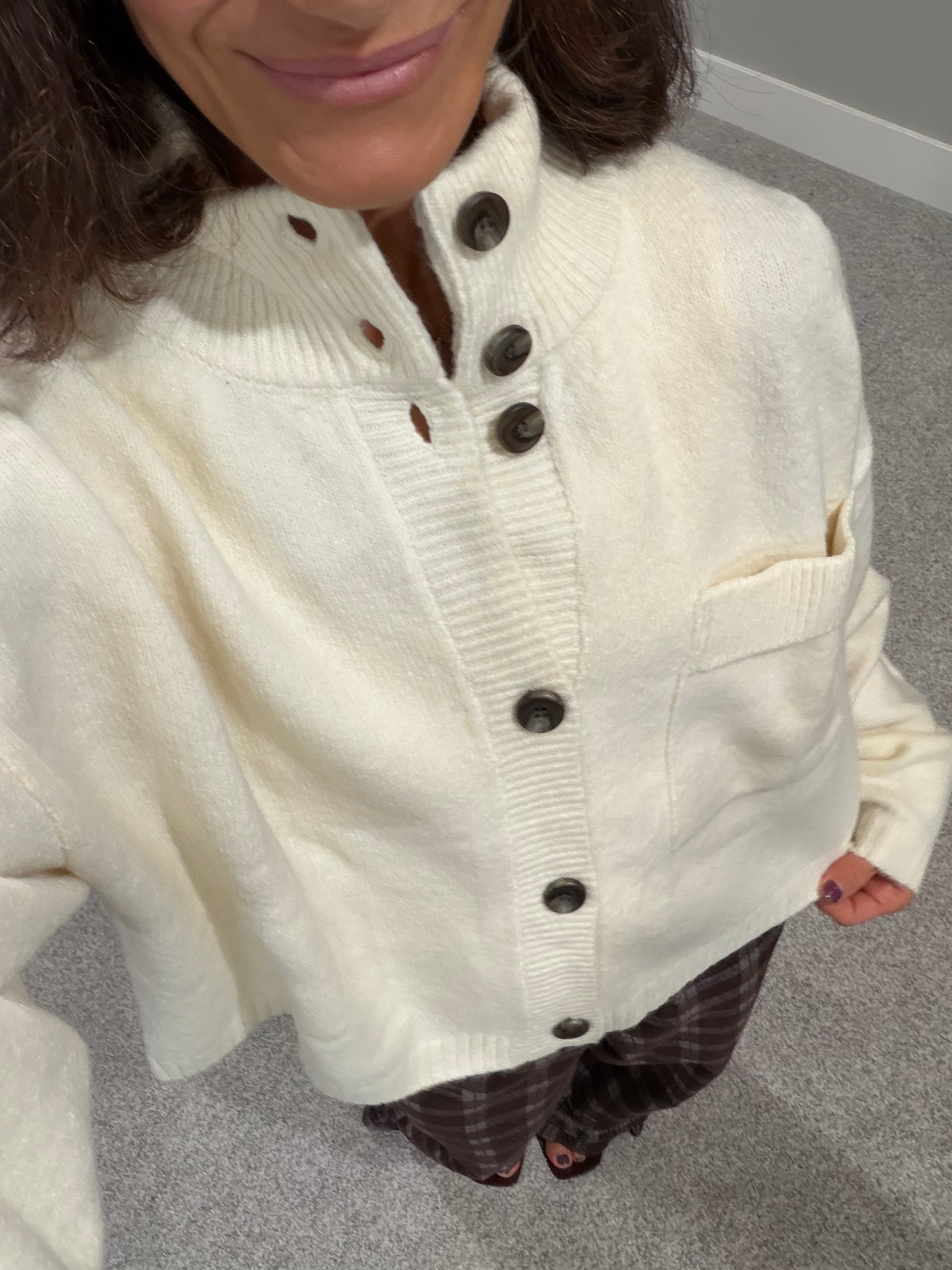 The Mabel Funnel Neck Cardigan | Cream