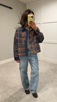 The Sutton Barn Jacket | Navy Multi-Color Plaid