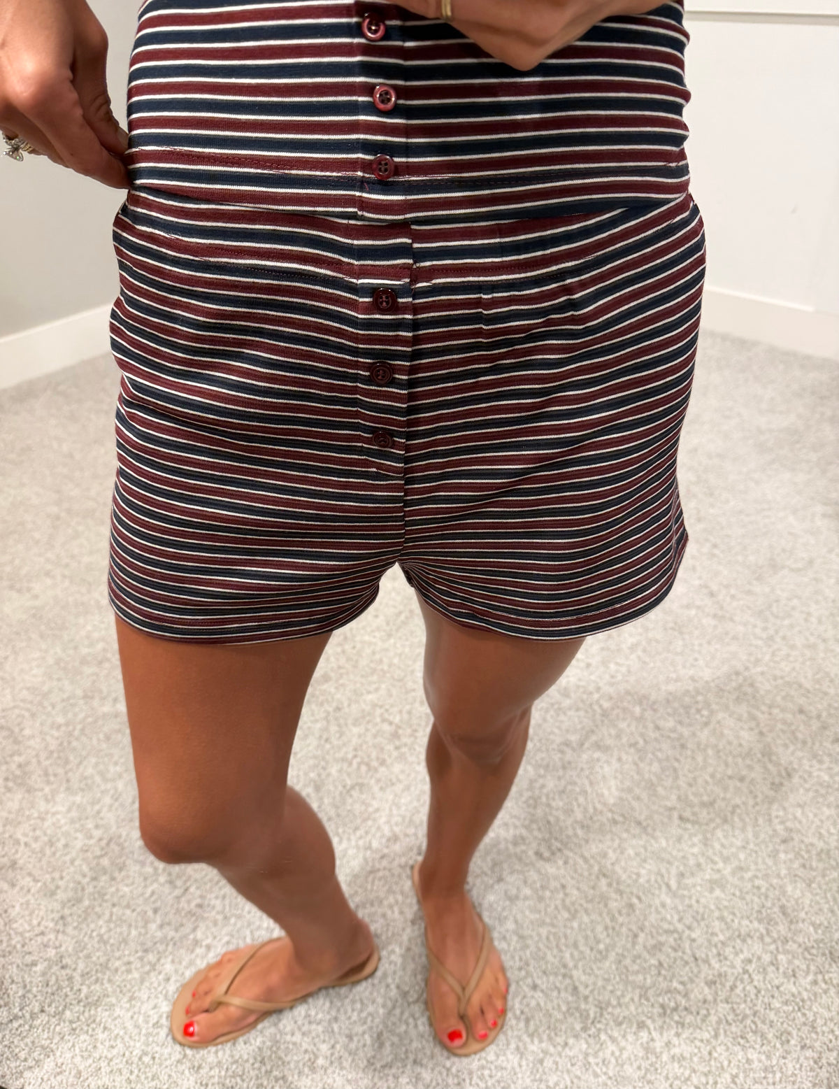 Midnight Stripe Shorts | Burgundy