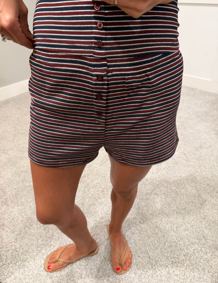 Midnight Stripe Shorts | Burgundy