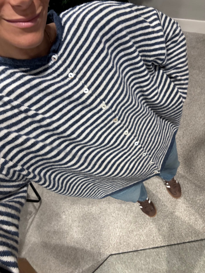 Zola Striped Cardigan | Denim