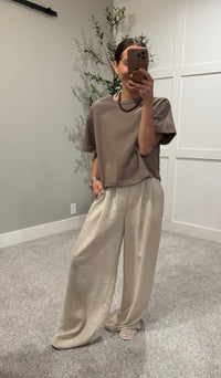 Pleated Wide Leg Pants | Oatmeal